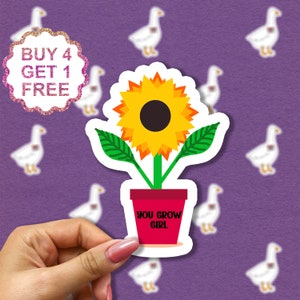 Je groeit meisje potplant sticker, potplanten succulente planten stickers, planten leven stickers plant laptop stickers, plant stickers