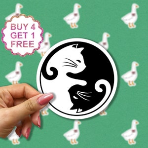 Yin Yang Kat Memes Stickers Anime Katten Sticker Kat Persoon Geschenken Inspirerende Laptop Stickers Esthetische Sticker Set Waterfles Sticker Pack
