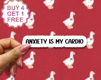 Anxiety Is My Cardio Sticker, Funny Introvert Sticker, Funny Sticker, Laptop Decal, Anxiety Tumbler Sticker, Anxiety Sticker