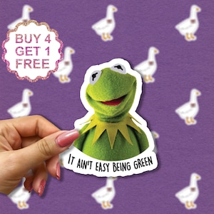 Adesivo "Non è facile essere verdi", Adesivi con citazioni, Adesivo con meme sulle rane, Kermit, Pacchetto di adesivi per laptop, Set di adesivi estetici