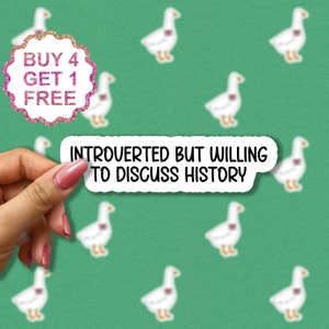 Introvert maar bereid om geschiedenissticker, geschiedenissticker, laptopstickers, tuimelaarstickers, waterflessticker, waterfles te bespreken