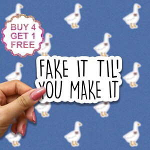 Fake It Til You Make It Sticker, Quote Stickers, Funny Stickers Pack, Funny Sarcasme Quote, Inspirerende Laptop Stickers, Esthetische Sticker Set