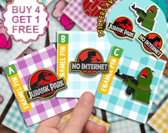 Kermit Jurassic Park Meme Enamel Pins Gift Set Dinosaur Lovers Gift Funny Lapel Pin Enamel Pin Cute Set Backpack Pins Set Cute Anime Pins