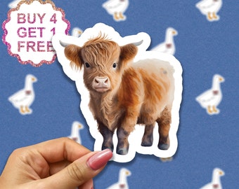 Baby Highland Cow Cute Sticker Animal Cool Stickers Highland Cow Gifts Sticker Laptop Bundle Aesthetic Sticker Set Waterbottle Sticker Pack