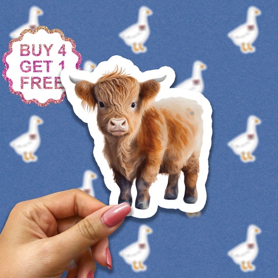 Baby Highland Cow Cute Sticker Animal Cool Stickers Highland Cow Gifts Sticker Laptop Bundle Aesthetic Sticker Set Waterbottle Sticker Pack