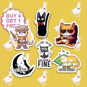 Cowboy Cat Memes Stickers Anime Katten Sticker Kat Persoon Geschenken Inspirerende Laptop Stickers Esthetische Sticker Set Waterfles Sticker Pack