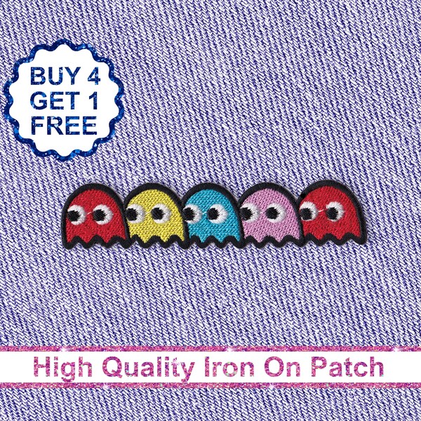 Patch fantômes de jeu vidéo patchs de Puzzle rétro fer sur Patch Patch brodé Patch personnalisé coudre sur Patch patchs pour chapeaux