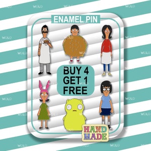 Pin de esmalte de la familia Bob Burger, pin de dibujos animados divertidos, conjunto de pins de esmalte de dibujos animados, regalos de Bob Burger, pins de animación, pin de solapa divertido, pins de bolso kawaii