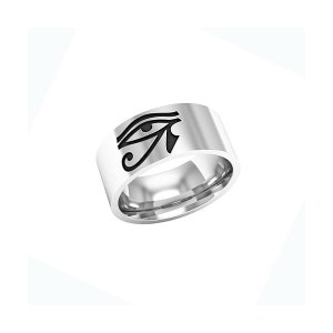 Stainless Steel Carved Eye of Horus Ring