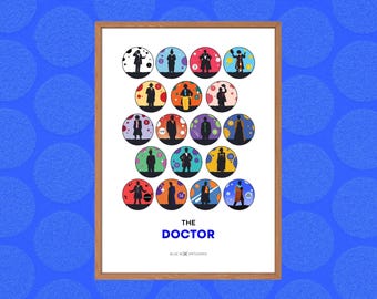 Doctor Who Art Print – The Doctors, A5 A4 A3 A2, Sci-Fi Wall Art, Whovian Gift Poster Doctor Who, Dr Who | Birthday, Christmas Every Doctor