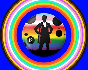 12代目ドクター・プライドピン｜ドクター・フーにインスパイアされたピーター・カパルディのLGBTQ+ボタン｜レインボー・フーヴィアンギフト｜クィアSFコレクターバッジ