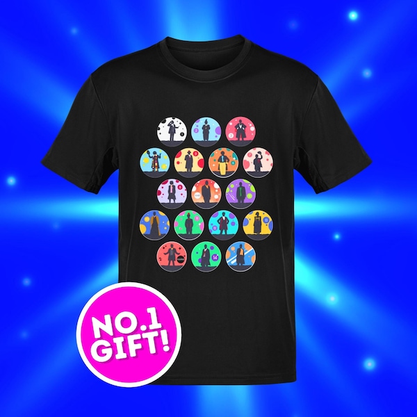 Doctor Who Every Doctor T-Shirt | Christmas & Birthday Unisex Whovian Silhouette Tee | TARDIS Fan Gift | Comic Con Present - Best Seller!