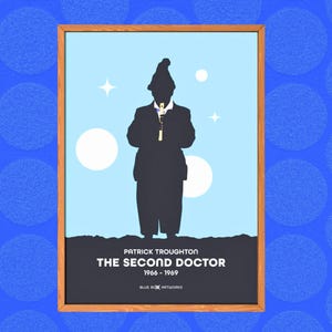 Doctor Who Art Print – 2nd Doctor, A5 A4 A3 A2, Sci-Fi Wall Art, Whovian Gift Poster Second Dr Who | Birthday, Christmas | Patrick Troughton