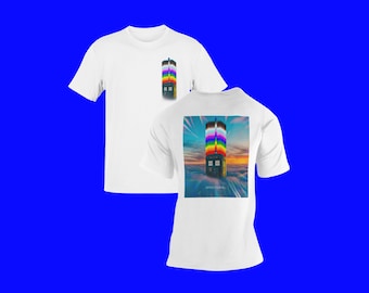 Doctor Who LGBTQ+ Flag TARDIS T-Shirt | Trans Rights, Pride Equality Tee | Whovian Gift | Sci-Fi Fandom Protest Event, Birthday, Queer