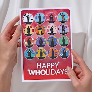 Carte de Noël Doctor Who - Tous les médecins ! Meilleure vente, carte Whovian A5, joyeuses fêtes Dr Who