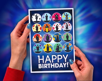 Doctor Who Birthday Card – Every Doctor Design, A5 Sci-Fi Greeting for Fans | Perfect Birthday Gift Dr Who Fans, Free Envelope! Best Seller!