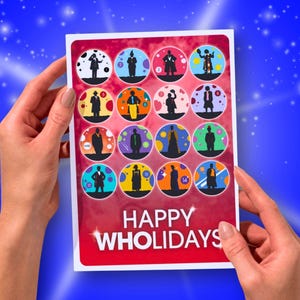 Doctor Who Christmas Card – Every Doctor Design, A5 Greeting for Fans | Happy Holidays Gift Dr Who Fans, Free Envelope! Best Seller!