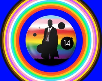 14代目ドクター・プライドピン｜ドクター・フーにインスパイアされたデヴィッド・テナントのLGBTQ+ボタン｜レインボー・フーヴィアンギフト｜クィアSFコレクターバッジ
