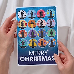 Carte de Noël Doctor Who - Tous les médecins ! Meilleure vente, carte Whovian A5, joyeux Noël Dr Who
