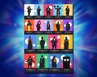 Doctor Who Art Print – Every Doctor, A5 A4 A3 A2, Sci-Fi Wall Art, Whovian Gift Poster Dr Who | Classic & Modern | Birthday, Christmas