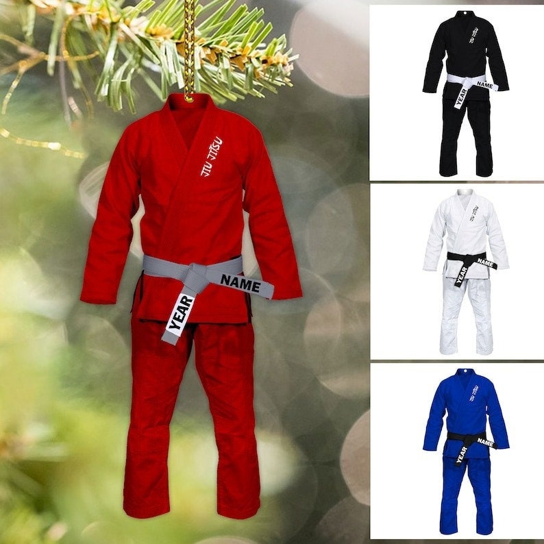 Personalized Jiu Jitsu Ornament, Jiu Jitsu Uniform Custom Name, BJJ Custom Year, Belt and Choose