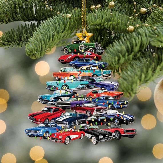 Muscle Car Collection Custom Shape Ornament, Muscle Car Christmas Light  Ornament, Christmas Tree Car Colorful Ornament Keepsake 