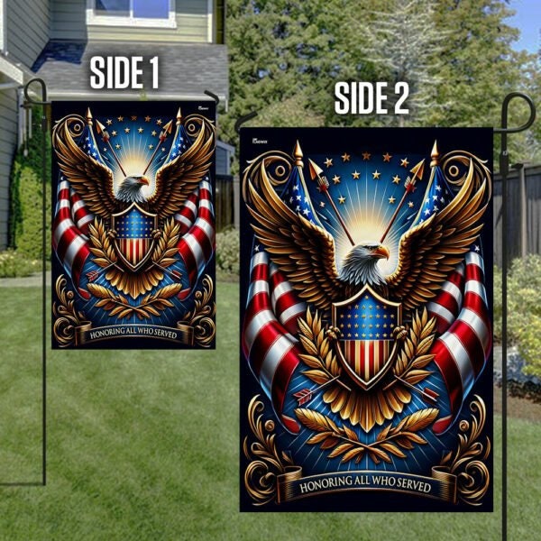 Discover Patriot Eagle Veteran Day Garden Flag, Honoring All Who Served Double Sided Flag