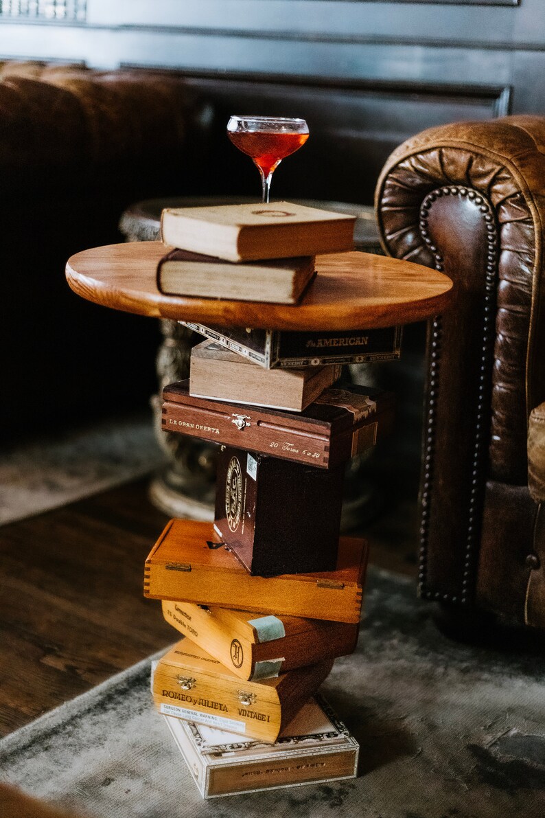 Cigar Box End Table Light Top Etsy