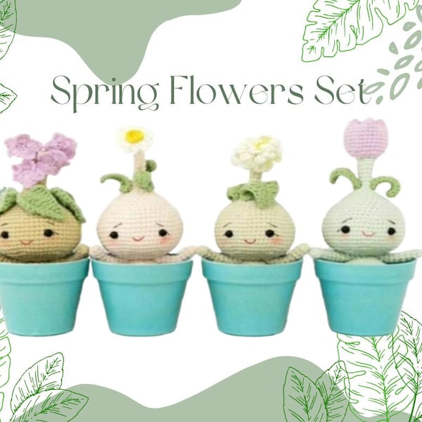 Amigurumi Crochet Flower Set of 4 PDF