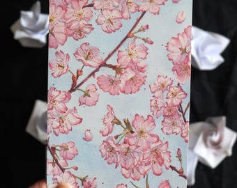 Cartolina Sakura dorata / Fiori di ciliegio / Biglietto floreale / Oro / Articoli di cancelleria per matrimoni / Cartolina floreale / Biglietto glitterato / Biglietto nuziale
