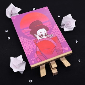 Neon Postkarte / A6 / Kunstdruck / Japan / Geisha / Sommer / Vaporwave / Kawaii / Grußkarte Japan