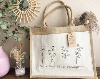 XL Shopper/Jutebeutel/Muttertag/Canvas/Boho/Blumen/Geschenk/Einkaufstasche/Mama/Oma