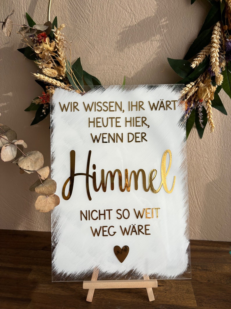 Acrylschilder/Papa hier kommt deine Braut Hochzeit/Candybar/Gästebuch/Wir wissen ihr wärt heute hier, wenn der Himmel Bild 1