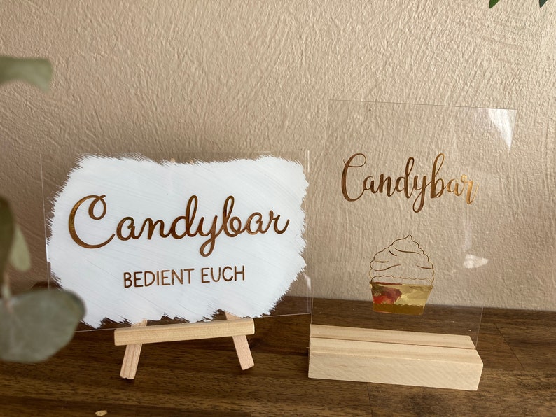 Acrylschilder/Hochzeit/Geburtstag/Candybar/Snackbar/Gästebuch/Fotobox Bild 1