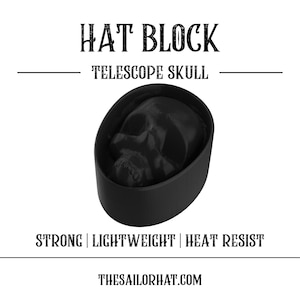 Hat Block Telescope Skull - PorkPie- Fedora - Size 54 to 64 - Millinery - Crown - Hat Making - Hat Mold - 3D Print - Custom Size And Height