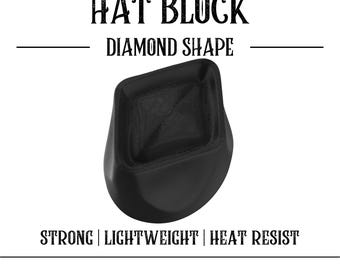 Bloco de chapéu em formato de diamante - Fedora - Cowboy - Forma - Tamanho 54 a 64 - Chapelaria - Coroa - Fabricação de chapéus - Molde para chapéu - Personalizado - Chapéu - S47