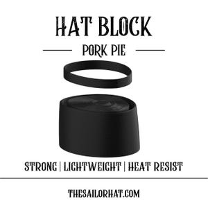 Hat Block  Pork Pie Fedora  - W / Presser - Size 54 to 64 -  Millinery - Crown - Hat Making - Hat Mold - 3D Print - Custom -  Hat -