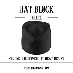 Folded Front Gambler Cowboy Fedora Hat Block with Presser Size 52 to 65 Eco-Friendly Durable Heat-Resistant Crown Mold