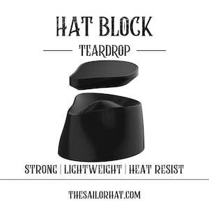 Hat Block Teardrop Fedora  - Size 52 to 64 -  Hat Blocks Millinery - Crown - Hat Making block - Hat Mold - 3D - Custom-Hat making tools