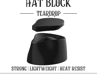 Hat Block Teardrop Fedora  - Size 52 to 64 -  Hat Blocks Millinery - Crown - Hat Making block - Hat Mold - 3D - Custom-Hat making tools