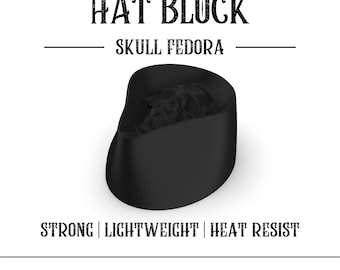 Hat Block Retro Skull Fedora - Size 54 - 64 - Millinery - Crown - Hat Making - Hat Mold - 3D Print - Custom - Hat -