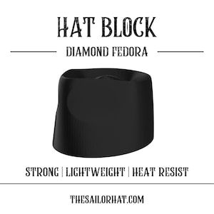Hat Block Diamond Fedora  W/ presser - Size 52 to 64 -  Hat Blocks Millinery - Crown - Hat Making - Hat Mold - 3D Print - Custom - Hat