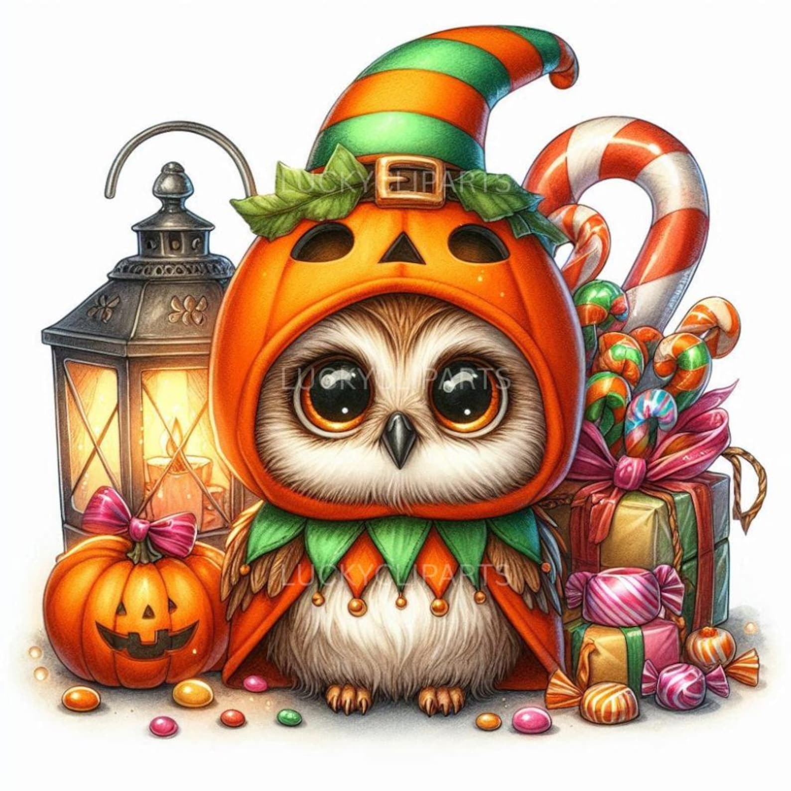 10 Cute Spooky Owl Halloween Clipart, Set of 10 JPEG, 300 DPI Gothic ...