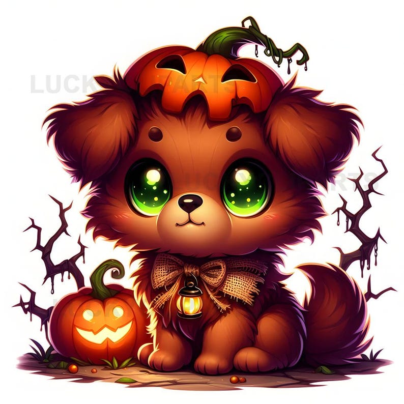 Halloween Puppy Clipart Set of 10 JPEG, Cute Dog Digital Art, Spooky ...