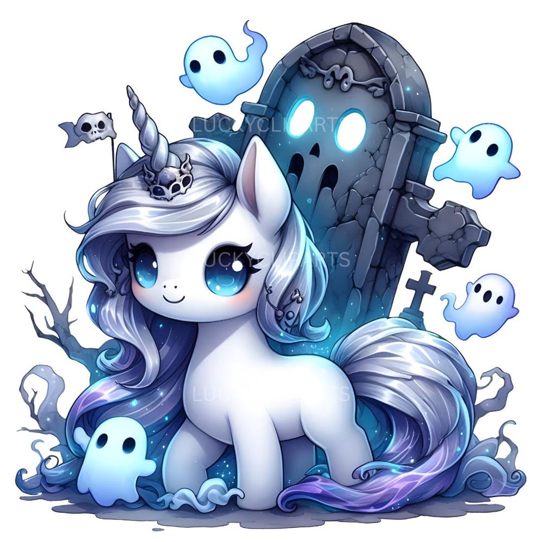 Ghostly Masquerade Unicorn Clipart | Cute Halloween Unicorns and Ghosts ...