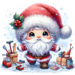 Conjunto de imágenes prediseñadas de gnomos navideños / Lindas ilustraciones de gnomos navideños / Gnomos de invierno escandinavos / Descarga digital JPEG