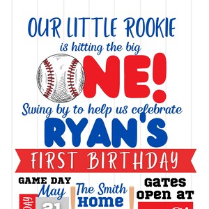Rookie of the Year Baseball Party Invitation
