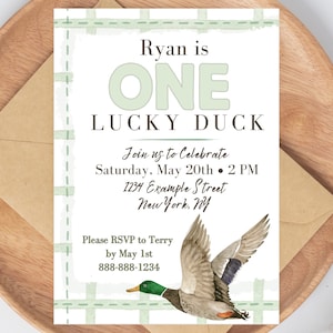One Lucky Duck Birthday Invitation Template