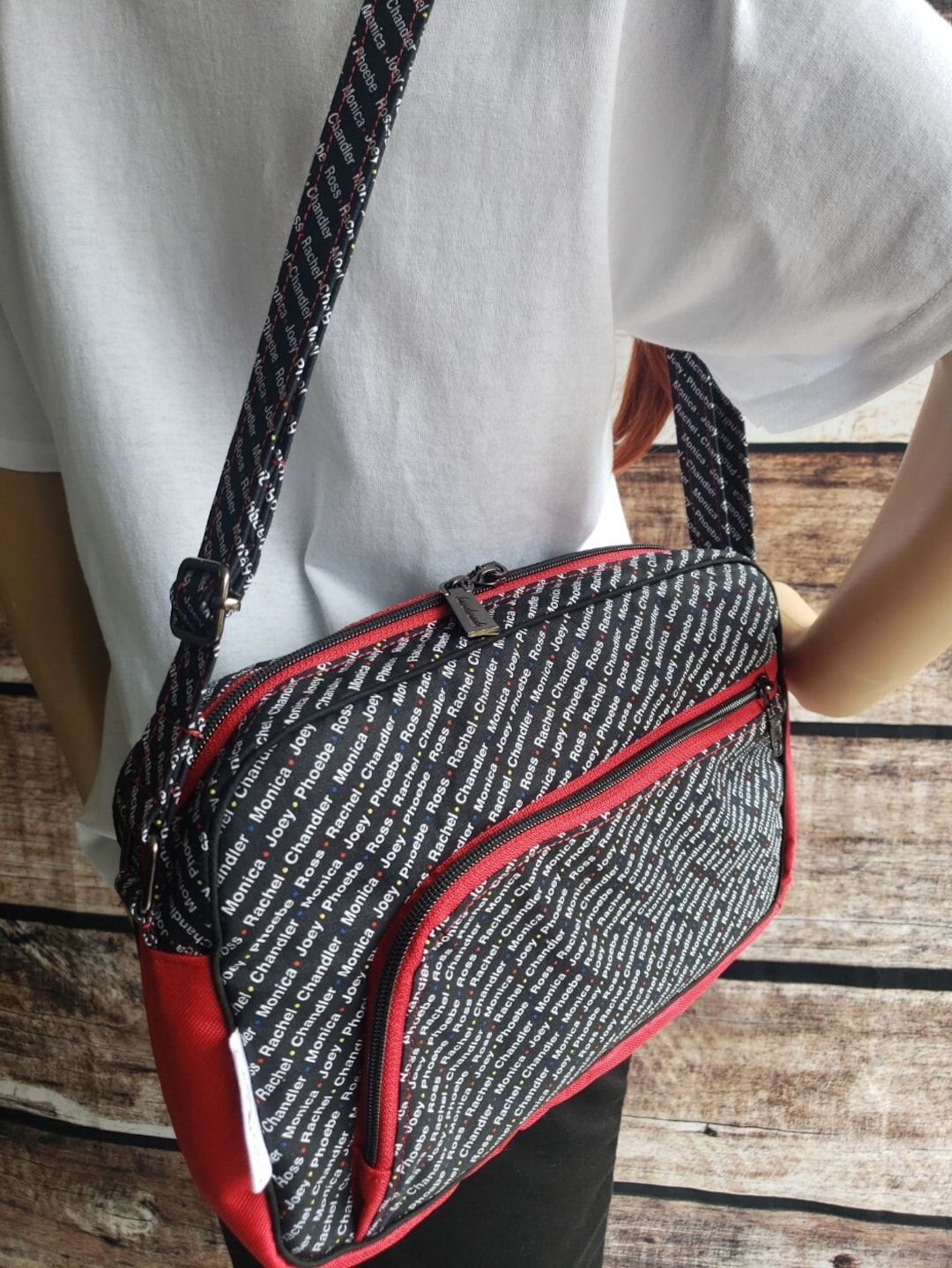 Celosia Crossbody Bag Purse Friends Black Red Phoebe Joey Ross Etsy