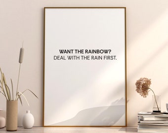 Want The Rainbow Motivational Poster, Positive Affirmations Print, Motivational Wall Decor, Office Wall Art Decor, Gift for Entrepreneur